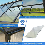 WKM 8x10 FT Greenhouse for Outdoors, Quick-fit Structure Green House with Window for Ventilation, Aluminum Greenhouses for Garden Backyard, Black