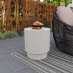 LeisureMod Modern Side Table Round Fiberstone Top Accent End Table for Home, Outdoor Patio, Living Room Sofa, Weather-Resistant, Eden Series in White