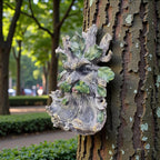 Whimsical Tree Face Garden Decoration ，Tree Faces Decor Outdoor Wallmounted Statue Art with Leaf Features, Outdoor Decor Garden Accessory (Home Decor)