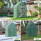 Portable Greenhouse for Outdoor, Small Greenhouses with Durable PE Cover, Walk in Greenhouse with Shelves Stands,Green