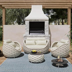 Patio Accent Chairs Set of 2: Aluminum Porch Lounge Chair with Arms - Woven Rope Cushioned Armchair - Modern One Seater Sofa - Outdoor Deck Furniture for 400lbs Balcony Yard Garden Hotel, Beige