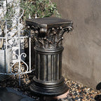 Decorative Roman Column Pedestal, Black Bronze, MGO Cement with Fiber, Classical Garden Pillar, Indoor Outdoor Decor, 23.6 inch Height, Wrap Foam Safely Delivered from Local Warehouse