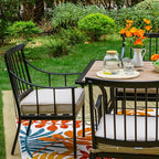 Sophia & William 5 Pieces Patio Dining Set with 4 Chairs and Square Table of Imitation Wood Top, Outdoor Conversation Furniture Set with Seat Cushion and 1.57" Umbrella Hole for Porch Backyard Balcony