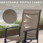 Outdoor Patio Swivel Dining Chairs Set of 6, All-Weather Swivel Rocker Chairs with Textilene High Back and Black Rust-Proof Metal Frame, Perfect for Patio, Lawn, Garden, or Backyard, Mocha