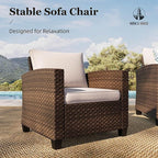 HERA'S HOUSE Wicker Patio Furniture Set, 7 Pieces Outdoor Seating Furniture, Patio Conversation Sofa Sets with Ottomans for Backyard Lawn Deck, Beige