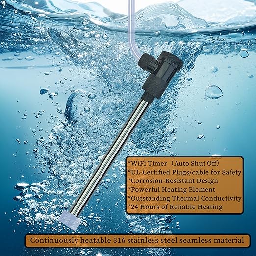 1800W Submersible Pool and Hot Tub Portable Electric Immersion Water Heater with Auto Shut Off and WiFi Timer for Bathtub, Swimming pool, Above Ground Pool, Spa, baptismal pool & Baptistry