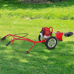 2-Stroke Gas-Powered Grass Cutter, 49CC Heavy-Duty Weeder, 7000 RPM Hand Push Tiller Mower Loosener for Yard Garden Landscaping Weeding Tilling