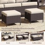 Outdoor Patio Ottoman Set of 2, All Weather Rattan Wicker Ottoman Seat, Outdoor Footstool Footrest Seat for Patio, Backyard, Poolside, Garden