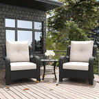 LayinSun 3 Pieces Outdoor Patio Furniture Set, Rattan Wicker Chairs Sets with Armchairs and Coffee Table