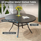 DIFY 7 Pieces Outdoor Patio Dining Set, 6 Blue Textilene Swivel Dining Chairs and 47.2" Black Round Dining Table, Metal Outdoor Table and Chairs