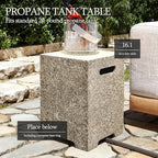 UPHA 42-inch Outdoor Propane Gas Fire Pit Table 50000 BTU Concrete Rectangle FirePit for Outside Patio with Propane Tank Cover, Wind Guad, Blue Glass Rocks, Rain Cover, Beige Texture