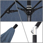 California Umbrella 9' Round Aluminum Pole Fiberglass Rib Market Umbrella, Crank Lift, Collar Tilt, Black Pole, Sunbrella Spectrum Mist
