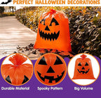 JOYIN 6 Pcs Halloween Pumpkin Leaf Bags, Plastic Lawn Bags for Yard Fall Leaf Halloween Decorations, Jack o' Lantern Reusable Trash Bag for Decor Party Favors, Party Supplies