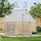 6X7 ft Polycarbonate Greenhouse with Aluminum Frame, Polycarbonate Greenhouse for Outdoors, Greenhouses with Ventilation, Aluminum Large Walk-in Greenhouses for Outside