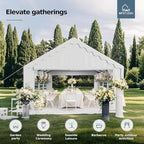 MFSTUDIO 13x26 Party Tents, Outdoor Heavy Duty Tents for Parties with Removable Sidewalls, Canopy Events Tent Shelter for Outdoor Wedding Birthday Backyard, White