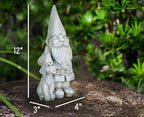 NAT & JULES Gnome 12 inch Resin Stone Garden Statue (Gnome and Dog)