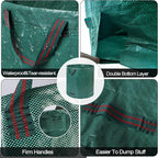 3 Pack 137 Gallons Reusable Yard Waste Bags with Double Bottom Extra Large Leaf Lawn Bags Reusable Heavy Duty With 4 Handles Garden waste Bags Containers for Debris Grass Clipping