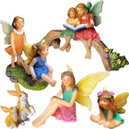 Mood Lab Fairy Garden - Miniature Family Kit Figurines & Accessories - Fairies Statue Set of 6 pcs - Outdoor or House Decor