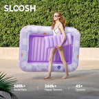 SLOOSH Inflatable Tanning Pool Lounger Float, 70" x 46" Pool Floats Adult with Pillow, 4 in 1 Suntan Tub Raft Floatie,Sunbathing Bed Lounge for Water Blow Up Ball Pit Party Gifts