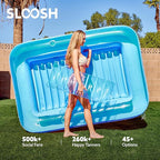 SLOOSH Inflatable Tanning Pool Lounger Float, 85" x 57" Extra Large Pool Floats Adult with Pillow, 4 in 1 Suntan Tub Raft Floatie,Sunbathing Bed Lounge for Water Blow Up Ball Pit Party Gifts, XL-Blue