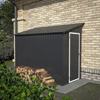4×8 FT Lean to Metal Shed,Outdoor Heavy-Duty Storage Shed with Floor Base,All Weather Waterproof Garden Tool House W/Lockable Door&2 Air Vent,Reversible Door Design,for Backyard,Patio,Lawn,Black