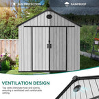 YITAHOME 8x10 FT Outdoor Storage Shed with Floor, Plastic Garden Shed for Bikes, Tools, Supplies, Waterproof Resin Shed with Lockable Doors, 2 Windows & 2 Vents for Patio, Backyard, 556 cu. Ft., Gray