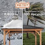 Backyard Discovery Barrington 14' x 12' Cedar Wood Outdoor Gazebo Pavilion with Hardtop Galvanized Steel Hip Roof, Snow Support, Wind Resistance, PowerPort, Shade for Garden, Patio, Deck, Entertaining