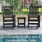 Kingdura Outdoor Rocking Chairs Set of 2, HDPE Plastic Patio Rocking Chair All-Weather Oversized Porch Rocker with High Back for Patio Outside Backyard Balcony (Black)