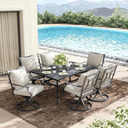 Grand patio Dining Chairs Set of 6，Outdoor Swivel Patio Dining Chairs Set of 6，Swivel Rocker Dining Chair，Outdoor Dining Chairs with Grey Cushions, Patio Chairs for Outside, Garden Lawn Porch