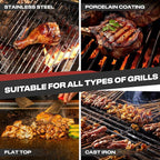 Electric Grill Brush, Grill Cleaner with LED Light, 700–800 RPM Stainless Steel Bristles, 304 Removable Brush Head, Cordless & Type-C Rechargeable Grill Cleaning Tool for Outdoor BBQ