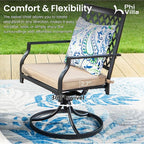 PHI VIALLA Patio Outdoor Swivel Dining Chairs Outdoor Furniture Chairs Set of 6 with Cushion Suports 300lbs for Lawn Garden Backyard Weather Resistant-Black Frame
