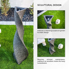 XBrand 39 in. H Freestanding Resin Fiberglass Sculptural Modern Twisted Pilar Outdoor Garden Fountain w/LED Light