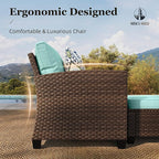 HERA'S HOUSE Patio Furniture Set with Fire Pit Table, Outdoor Wicker Furniture, All Weather Deep Seating Conversation Sofa Set, Brown Rattan Chairs for Deck Backyard, Blue