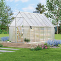 8X14 ft Polycarbonate Greenhouse with Aluminum Frame, Polycarbonate Greenhouse for Outdoors, Greenhouses with Ventilation and Rain Gutter, Aluminum Large Walk-in Greenhouses for Outside