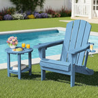 SERWALL Round Outdoor Side Table, HDPE Small Adirondack End Table,2-Tier Patio Side Table for Backyard Pool Porch Garden Lawn, Navy