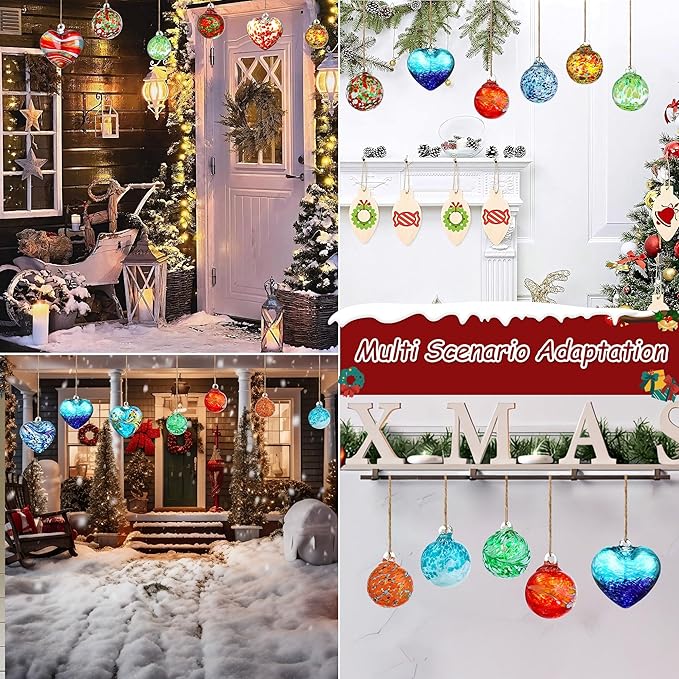 Hand Blown Glass Gazing Balls for Garden Hanging Friendship Balls Christmas Ball Ornaments for Xmas Tree Decoration (Red - C)