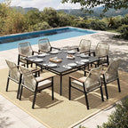 HERA'S HOUSE 9 Pieces Patio Table and Chairs Set, Outdoor Dining Set for 8, 8 x Rattan Patio Chairs and 1 x 60 Square Metal Dining Table, Outdoor Rattan Dining Table Set for Lawn Garden Backyard