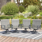 Patio Swivel Chairs Set of 8, Outdoor Swivel Chairs with Armrest, High Back Patio Chair with Metal Frame, All-Weather Outdoor Dining Chair for Deck, Porch and Lawn, Grey