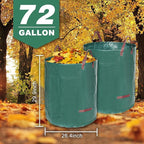 Joyhalo Reusable Yard Waste Bags, 72 Gallon Lawn And Leaf Bags 3 Pack, Heavy Duty Garden Bags With Gardening Gloves, Standable Garden Waste Bag With 4 Handles, Camping Yard Recycling Bag For Leaves