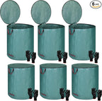 Eaasty 6 Pack 72 Gallon Leaf Bags Collapsible Lawn Bags Reusable Garden Bags Heavy Duty Yard Waste Bags Leaf Container with Zippered Lid Handle 6 Pairs Gardening Gloves for Cleaning Debris Trash