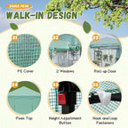 Devoko Walk-in Greenhouse, Portable Pop-in Green House with Zippered Door and 2 Roll-up Windows and PE Cover, Portable and Easy Assemble (Green, 6x4 Feet)