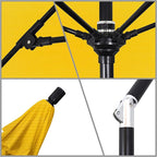 California Umbrella 9' Round Aluminum Pole Fiberglass Rib Market Umbrella, Crank Lift, Collar Tilt, Black Pole, Sunbrella Spectrum Mist