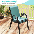 Tangkula Patio Dining Chairs Set of 4, Outdoor Stackable All Weather Heavy Duty Dining Chairs Set with Armrests, Support 330 LBS, for Poolside, Backyard, Garden, Deck, Front Porch (Turquoise Blue)