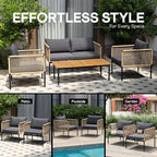 Idzo Oscar Wicker Outdoor Lounge Chair Set of 2, Sturdy Metal Frame, Weather-Resistant Rope Weave, Plush Olefin Cushions, Modern Patio Chairs for Backyard, Balcony, or Poolside
