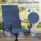 VICLLAX Swivel Patio Chairs Set of 6, 360-degree All-Weather Outdoor Swivel Chairs for Lawn Garden, Patio Dining Chairs, Black Metal Frame and Blue Textilene Mesh Fabric