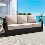 Outdoor Patio Furniture Aluminum Patio Sofa, All-Weather Metal Outdoor Couch with 6 Inch Thick Cushions for Garden, Outside and Porch (Beige, 1 PCS/Sofa)