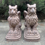 Zaer Ltd. Set of 2 Garden Griffin Statues, Magnesium-Cement Sculptures, 28.3" H Outdoor Entrance Decor (Antique Rust)