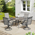 VICLLAX 5 Pieces Outdoor Dining Set, Patio Furniture Set of 4 Patio Swivel Dining Chairs and 40.6" Patio Spliced Round Tabletop with Storage Shelf, Grey Chairs & Antique Grey Tabletop