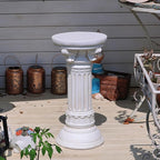 Decorative Roman Column Pedestal, MGO Cement with Fiber, Classical Garden Pillar, Indoor Outdoor Decor,Wrap Foam Safely Delivered from Local Warehouse (White, 21.9IN)