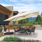 PURPLE LEAF 12ft Patio Umbrella Outdoor Square Umbrellas Large Cantilever Umbrella Windproof Offset Heavy Duty Sun Umbrellas for Garden Deck Pool Patio, Cream